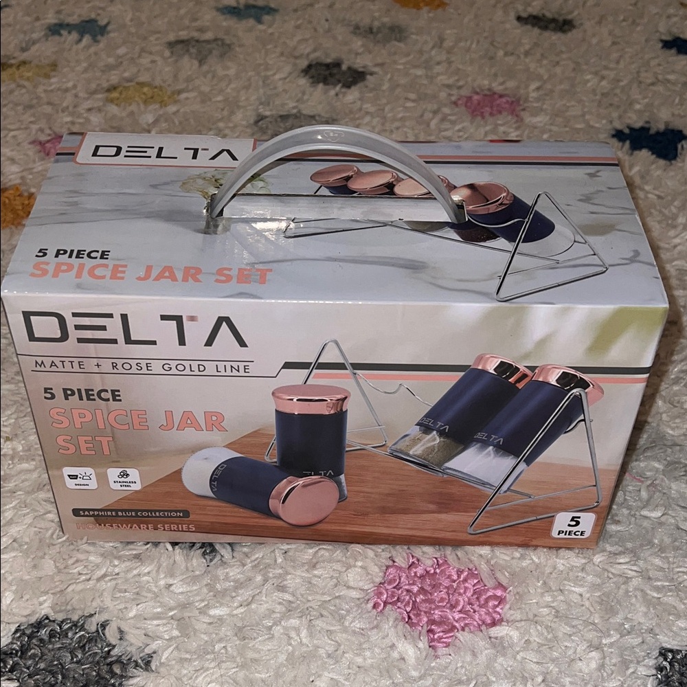 Delta Spice Jar Set with Rose Gold and Navy